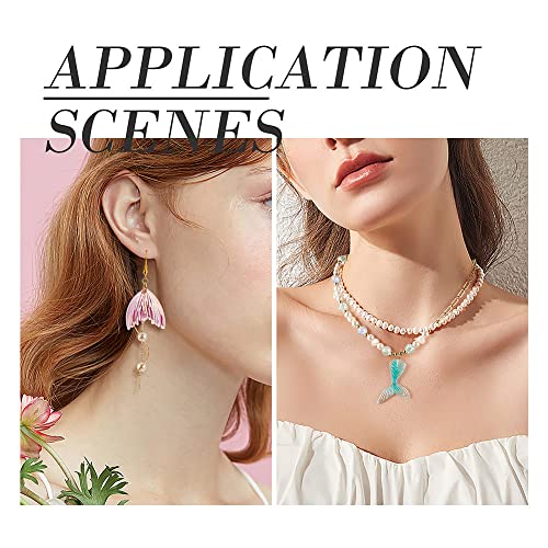 Fashewelry 32pcs Transparent Mermaid Tail Charms Resin Fishtail Pendants with Glitter Powder & AB Color Acrylic Ocean Sea Animal Charms for Necklace Earring Bracelet Hawaii Style Jewelry Making - color: Mixed Color Mermaid Tail