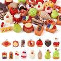 Craftdady Resin Plastic Miniature Food Snack Pendants Charms Ice Drink Juice Pendants Cute Bottle Fruit Keychain Charms Hang Ornament for DIY Craft Earring Bracelet Necklace Jewelry Making - color: Mixed Color Cake