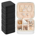 Taiyin Travel Jewelry Case, Bridesmaid Gifts Mini Jewelry Organizer, PU Leather Portable Earring Box for Women Girls - color: Black, White