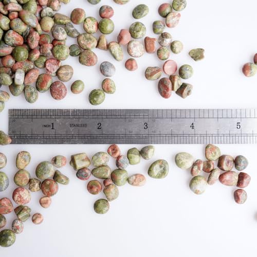 Tumbled Polished Unakite Stones - 3Lb Bulk Vase Filler,Reiki Healing Crystal, DIY, Fish & Turtle Tanks, Plant & Home Decor, Jewelry Making - color: Unakite Stone
