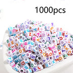 ToBeIT 1000pcs Letter Beads Alphabet A-Z Cube Acrylic Beads for Jewelry Making, Bracelets, Necklaces (6 * 6 White Color) - color: white color