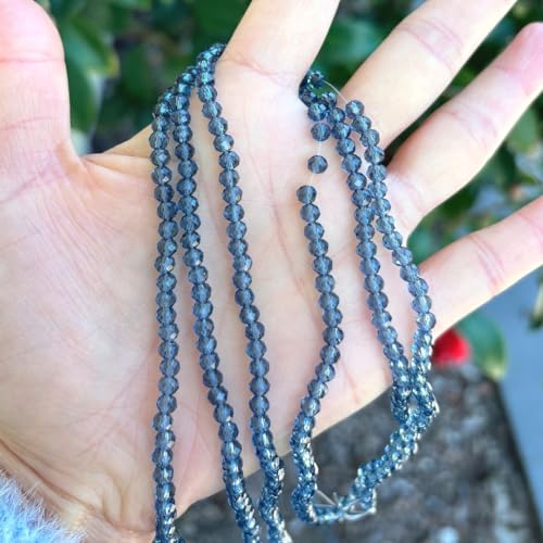 500pcs Czech Faceted Rondelle Crystal Glass Loose Beads 4mm Small Tiny Spacer Bulk Dark Sapphire Blue for DIY Craft Jewelry Making CCR420 - color: Dark Sapphire, size: 4mm (0.16") - 500pcs