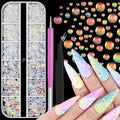 1600Pcs Half Round Resin Bubble Beads,2-6mm AB Colorful Flatback Pearls Beads,Mini Iridescent Crystals No Hole with Pickup Tools for Nail Charms Handmade Phone Case(16-K1-AB-bubble-beads) - color: 16-K1-AB-bubble-beads