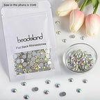 beadsland 144pcs Flat Back Crystal Rhinestones Round Gems for Nail Art and Craft Glue Fix,CrystalAB (SS40(8.4-8.7mm)) - color: Crystal AB, size: SS40/144pcs