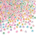500Pcs Transparent Vowel Letter Acrylic Beads Clear Colorful Flat Round Capital Letter Alphabet Loose Spacer Beads for DIY Bracelet Necklace Keychain Jewelry Making 7x3.5mm - color: Transparent
