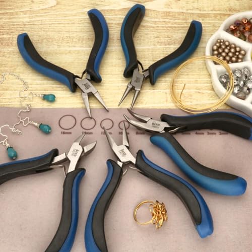 The Beadsmith Ergonomic Plier Set – 5-Piece Kit: Chain Nose, Round Nose, Flat Nose, Bent Chain Nose & Semi-Flush Side Cutter – Extra-Fine Tips, Comfortable Ergonomic Grip & Double-Leaf Springs - style: 5 Piece Kit