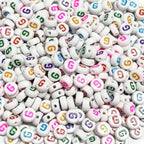 500PCS 4x7mm Acrylic Letter Beads G for Friendship Bracelets Jewelry Making, White Round Flat Acrylic with Colourful Alphabet Beads for DIY Crafts Bracelets Necklaces Key Chains Phone Lanyard - color: G(colourful on white)
