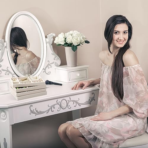 Inbagi 12 Pcs Small Velvet Jewelry Tray Stackable Jewelry Organizer Drawers Insert Divided Storage Display Trays for Earring Ring Brooch Watch Necklace Bracelet 8.3 x 5 x 1 Inches