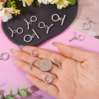 10 Pcs Toggle Jewelry Clasps Flat Round Toggle Clasp Connectors Round T Bar Closure Clasps Sets for Women Men Bracelet Necklace Jewelry Making - color: Platinum/T-Bar