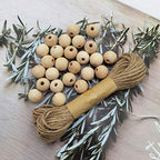 INSPIRELLE 320pcs 14mm Natural Wood Beads Unfinished Round Wooden Loose Beads Wood Spacer Beads with 10M Jute Twine for Craft Making Home Decoration - size: 14mm