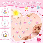 108 Pcs 6 Different Words Valentine's Day Candy Heart Charms Pendant DIY Heart Earring Charms Craft Supply for Jewelry Making