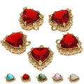Crystal Zirconia Gold Plated Brass Charms for Jewelry Making Bracelet Necklace Earring Pendant Craft Supplies DIY Accessories - color: HeartA-Red-5Pcs