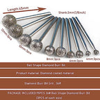 1/8 Shank Diamond Grinding Burr Drill Bit Ball Shape Diamond Rotary Bit,15pcs 36# Course Burrs Set Mounted Points Bit Universal Fitment Rotary Tool for Stone Carving, DIY,Polishing, Engraving