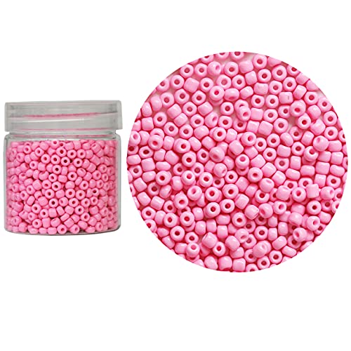 Bala&Fillic Pink Color 4mm Glass Seed Beads About 1400pcs in Box 6/0 Glass Craft Seed Beads for Jewelry Making (Pink, 4mm) - color: Pink, size: 4mm
