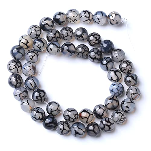 6MM 60PCS Natural Stone Black Dragon Vein Agate Beads for Jewelry Making DIY Bracelet - color: Black Dragon Vein Agate, size: 6mm