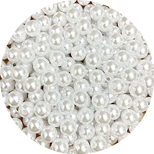 200pcs 10mm Pearl Beads Satin Luste Round Loose Plastic Pearl Craft Beads for Jewelry Making Earring Bracelet Necklace Key Chains Sewing Crafts Decoration (White)… - color: White, size: 10mm