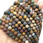 ABCGEMS Velvet-Matte-Finished Madagascan Kabamby Ocean Jasper Beads (Enhance The Stone's Inherent Texture and Nature Hues with a Non-Glare Aesthetic) Smooth Round 8mm (Non-Shiny) - color: Kabamby Ocean Jasper (From Madagascar)