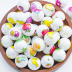 15Pcs Acrylic Beads Round 16mm UV Fruit Print Fit for DIY Jewelry Bracelet Necklace Keychain Beadable Pens Mobile Phone Chain Making Cute (Fruit-Mixed Color) - color: Fruit-Mixed color