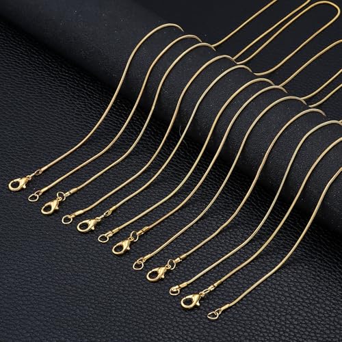 Topacket 24 Pack Necklace Chains Bulk,Gold and Silver Snake Necklace Chains for Jewelry Making 24 Inches - color: Gold and Silver, size: 24inches
