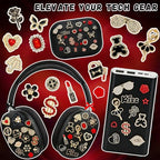 RidaaFri Junk Phone Case Charms Kit, 3D Flatback Rhinestone Gems with Red Black Bow Flower Butterfly Heart Rose, Large Charms Set for DIY Case Craft, Phone Making Supplies Women - color: Black/Red
