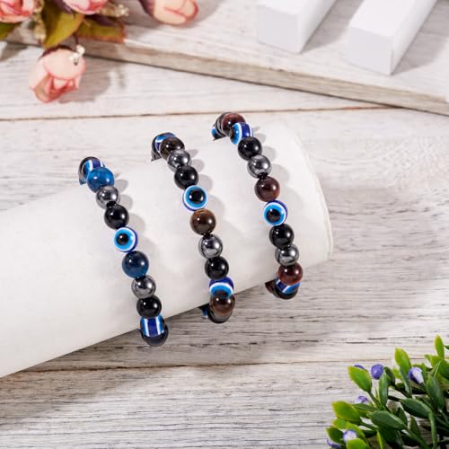 Elecrelive Glass Round Beaded Bracelet Set Clay Beaded Bracelets Stretch Bracelets - color: Blue, Black