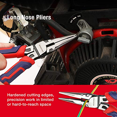 WORKPRO Pliers Set, Premium Cr-V Construction, Includes 6 Inch Slip Joint, Long Nose, Diagonal Cutting, 8 Inch Groove Joint, 7 Inch Linesman and Storage Pouch, for Basic Repair (Pack of 2) - size: 5-piece (Pack of 2)