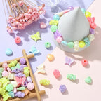Ipotkitt 1 Box AB Color Opaque Acrylic Beads Candy Color Spacer Bead Kit Round Heart Butterfly Candy Rose Beads for Bracelets Jewelry Making DIY Crafts - color: 1box-Mixed Shapes-9~13mm