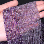 3mm 120pcs Natural Amethyst Stone Beads, Songxi Small Faceted Round Loose Gemstone for Jewelry Making, DIY Art and Craft, Bracelet Necklace (1 Strand) - color: Amethyst, size: 2.8-3.3mm