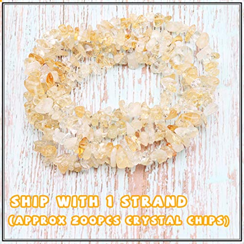 500 pcs Natural Chip Stone Beads, Citrine 5-8 mm Irregular Gemstones Healing Crystal Loose Rocks Bead Hole Drilled for Jewelry Making Bracelet - color: Citrine