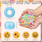 Jexine 10500 Pcs Pony Beads Bulk Plastic Beads for Bracelet Making Hair Braids DIY Necklace Jewelry Making Projects(Round,Macarons Color) - color: Macarons Color, style: Round