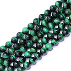 Natural Gemstone Loose Beads Smooth Round Approxi 15 inch DIY Bracelet Necklace for Jewelry Making (8mm, Green Tiger Eye) - color: Green Tiger Eye, size: 8mm