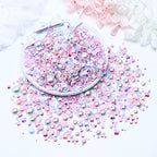 60g Mix Flatback Pearls and Rhinestones, 2mm-10mm Jelly Rhinestones and Half Pearls for Tumblers Shoes Nails Face Art, Pearl Rhinestone Mix for Bedazzling, White|Pinks - color: Daydream Blend | Mix White | Pinks