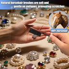 Jewelry Cleaning Kit, Jewelry Cleaner Brush, Horse Hair Brushes, Big&Small Crevice Brush, Cleaning Polishing Cloth（22 Pcs）