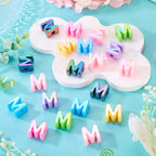 Beadthoven 20pcs Big Letter M Beads Large Hole Bubble Alphabet Acrylic Beads Charm Iridescent Plastic M Shape Loose Chunky Spacers for Jewelry Making Bracelet Necklace Keychains Shoelaces Crafts - color: M