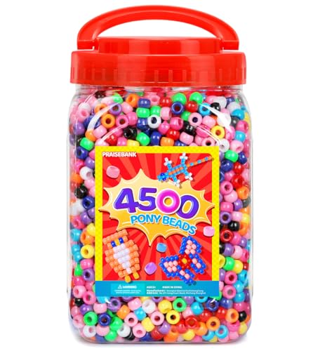 Praisebank Pony Beads, 4500pcs 6x9mm, Wholesale Beads, Bracelets Jewelry Making, Arts & Crafts(Multi-Colored) - color: Multi-colored, size: Large Size