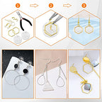 120pcs Hoop Earrings for Jewelry Making,Earring Beading Hoops Hypoallergenic Teardrop Hexagon Round Earring Hoop Open Bezel Pendant Frame for DIY Crafts Accessories Supplies(Gold&Silver,3Shapes) - color: 120PCS;Teardrop,Hexagon,Round;Gold,Silver