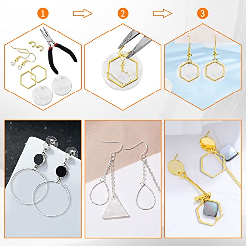 120pcs Hoop Earrings for Jewelry Making,Earring Beading Hoops Hypoallergenic Teardrop Hexagon Round Earring Hoop Open Bezel Pendant Frame for DIY Crafts Accessories Supplies(Gold&Silver,3Shapes) - color: 120PCS;Teardrop,Hexagon,Round;Gold,Silver