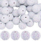 SUNNYCLUE 40Pcs Chunky Resin Rhinestone Beads 20mm White Rhinestone Round Disco Ball Bulk Chunky Bubblegum Spacer Beads for Jewelry Making Bracelet Necklace Pen Craft Supplies - color: 40pcs 20mm White Rhinestone Beads