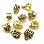 100 pcs Antique Gold Clasp Bail Beads Charms,Bail Tube Beads, Loose Spacer Bead,Bead Hanger Charm for Jewelry Making DIY Necklace Bracelet (M671) - color: M671