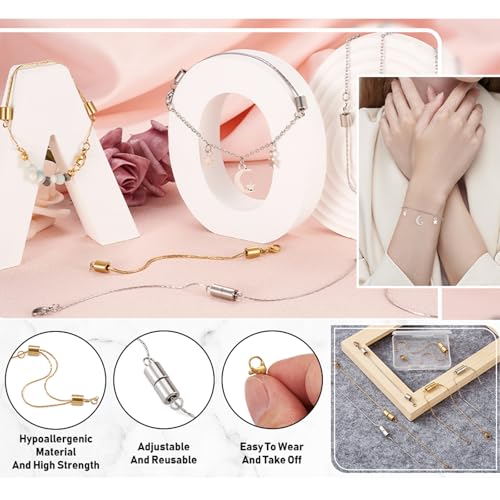 Pandahall 6Pcs Stainless Steel Chain Extenders Thin Snake Chains Adjustable Necklace Extender Chains with Lobster Clasps for Bracelet Necklace Jewelry Making, 3.93-6.30 inch