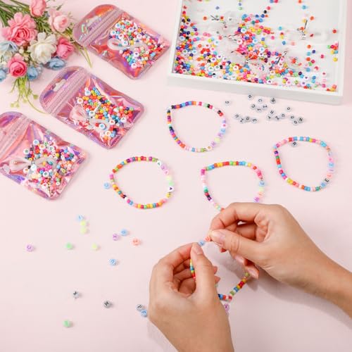 Kenning 24 Set Friendship Bracelet Making Kits Glow in The Dark Letter Beads DIY Jewelry Supplies Colorful Various Beads Set Personalized Bracelet for Wedding Birthday Gift Craft Wrapped
