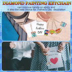Huquary 24 Sets Father's Day Diamond Art Painting Keychains Kits 5D Dad Diamond Art Keyrings Charm Pendants for Adults Dad DIY Craft Gifts for Father's Day Daddy Birthday Party Favors Bags Decor - style: Dad