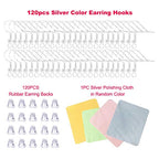 Silver Hypo-allergenic Earring Hooks - 120 Pcs /60 Pairs S925 Sterling Silver Plated Ear Wires Fish Hooks for Jewelry Making, Jewelry Findings Parts with Rubber Earring Backs Stopper for DIY Earrings - color: Regular Silver 1