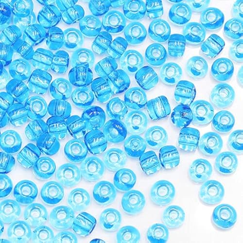 Blue Transparent Beads Size 6/0 Crafts Glass Seed Beads 4mm for Jewelry Making (Total About 100g About 1200pcs) - color: Blue Transparent