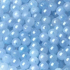 LAIDANLA Aquamarine 8mm Natural Stone Beads Round Loose Gemstone Stone Beads for DIY Bracelet Necklace Earrings Jewelry Making Polishing Genuine Real Beading Crystal 96PCS 2 Strand 32" - color: L-Aquamarine, size: 8mm