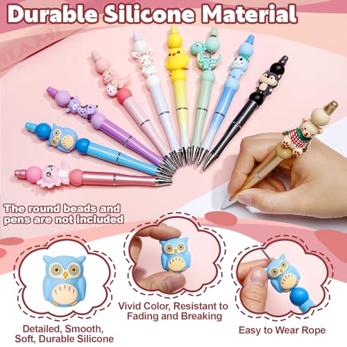 Ferreve 40 Pcs 3D Animal Silicone Focal Beads for Pens, Keychain Making, Focal Beads Bulk for Beadable Keychain DIY Crafts Bracelet Necklace Phone Chain Charms Jewelry Making (Cute Style) - style: Cute Style