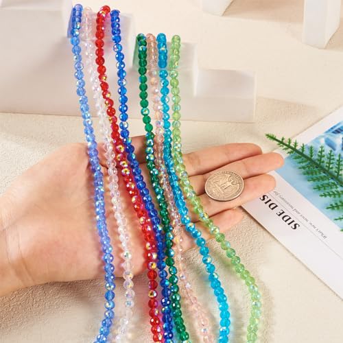 Craftdady 8 Strands 6mm Crystal Beads Electroplate Glass Round Faceted Loose Half AB Color Plated Crafting Beads for DIY Earring Necklace Jewelry Making - color: 8 Color-Round-8mm
