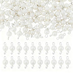80Pcs Baroque Pearls Round Beads Double Loop Links Connectors Natural Freshwater Pearl Beads Pearl Link Connector Charm for Women DIY Jewelry Making Craft 3mm and 1.6mm Hole