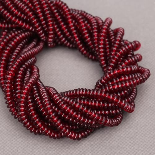 BONNY BOXX 1 Strand (150PCs) Natural 2 * 4mm Garnet Jade Rondelle Beads, Natural Abacus Disk Stone Beads Loose Spacer Gemstone for DIY Bracelet Necklace Jewelry Making - color: Garnet, size: 2*4MM