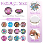 100Pcs/Set Flat Round Transparent Glass Cabochons with Pattern Eye Flatback Glass Dome Flatback Cab Beads for Photo Cameo Jewelry Making Necklace Ring DIY Crafts 12x4mm Random Flower - color: 100Pcs-12x4mm-Random Flower